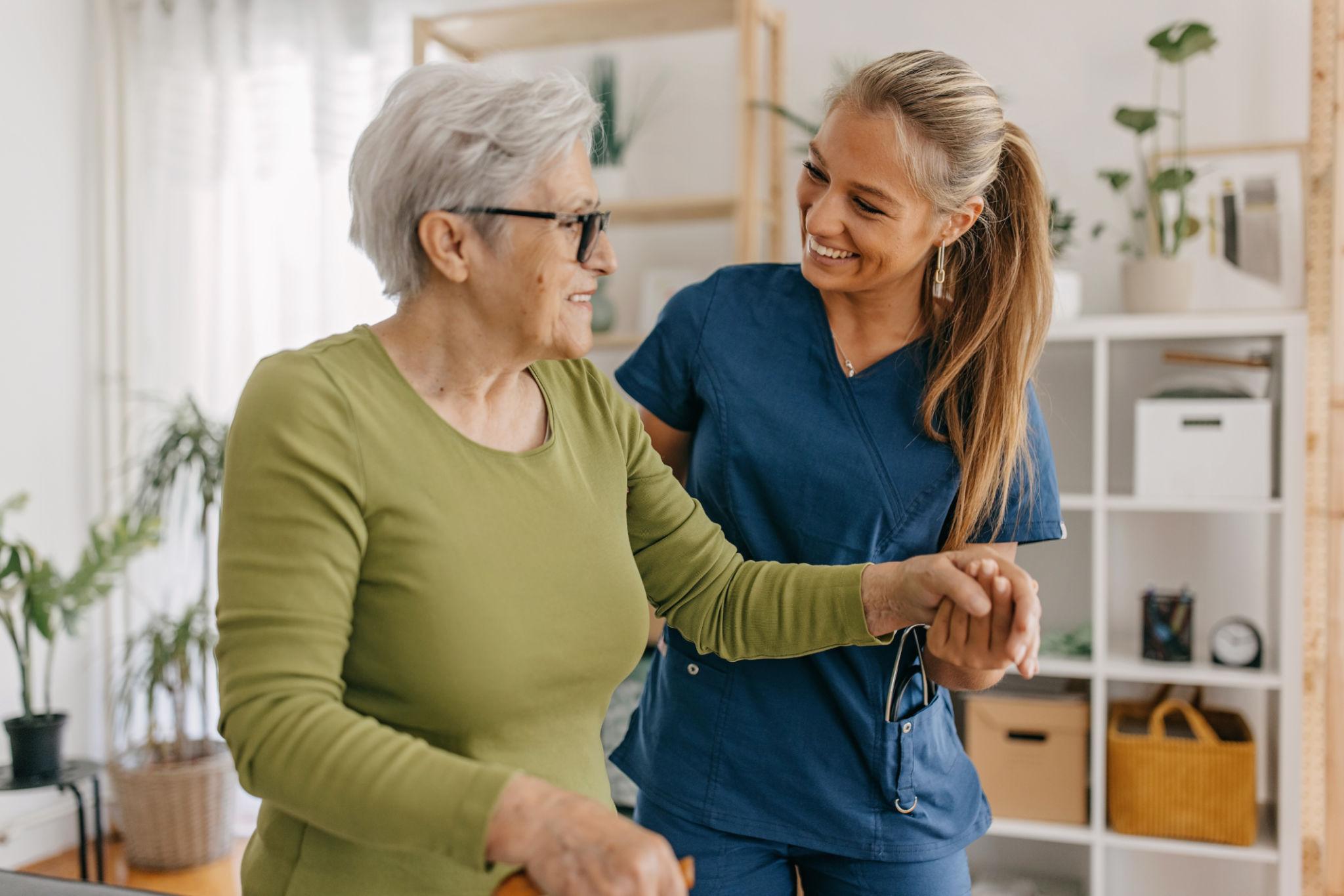 Caregiver assisting senior